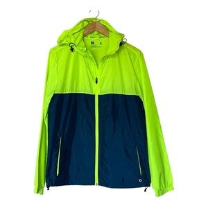Xersion Men’s Jacket Size S Neon Yellow and Navy Raincoat